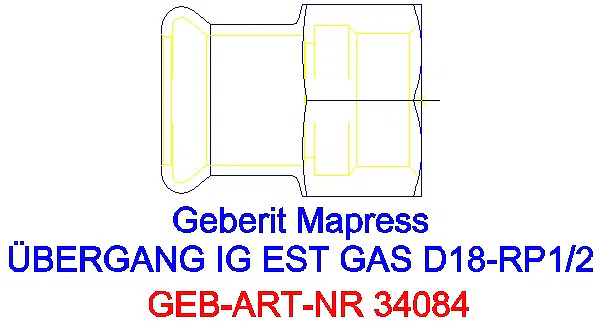 GE Mapress Edelstahl Übergang mit IG (Gas) d18-Rp1/2_34084_A