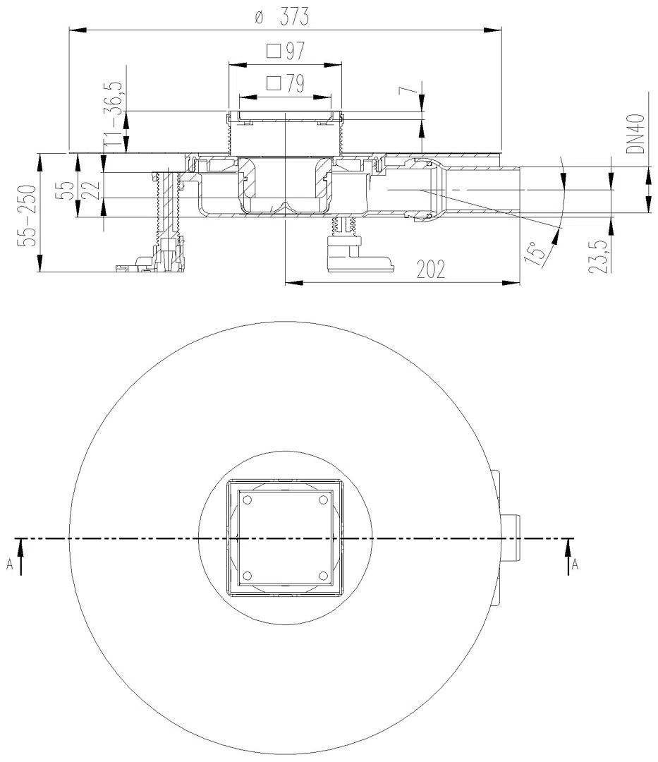 DALLMER Bodenablauf DallDrain Individual Plan, DN 40, 100 x 100 mm