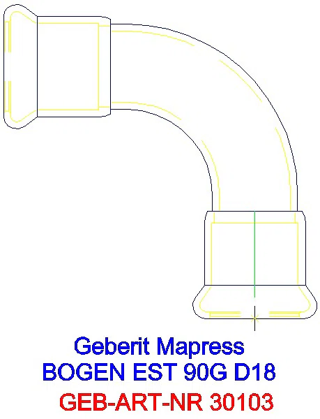 GE Mapress Edelstahl Bogen 90Gr d18_30103_A