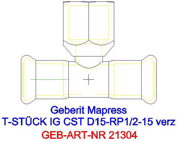 GE Mapress C-Stahl T-Stück mit IG d15-Rp1/2-15 verzinkt_21304_A