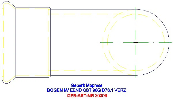 GE Mapress C-Stahl Bogen 90Gr mit Einschubende d76,1 verzinkt_20309_G