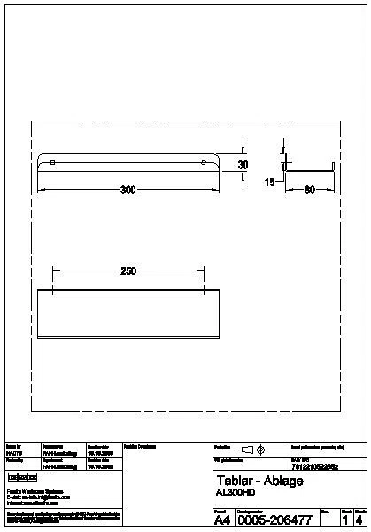 Ablage, HEAVY DUTY, Edelstahl, 300x30x80 mm, Aufputz, AL300HD