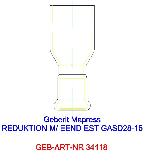 GE Mapress Edelstahl Reduktion mit Einschubende (Gas) d28-15_34118_G