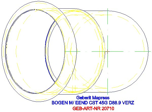 GE Mapress C-Stahl Bogen 45Gr mit Einschubende d88,9 verzinkt_20710_G