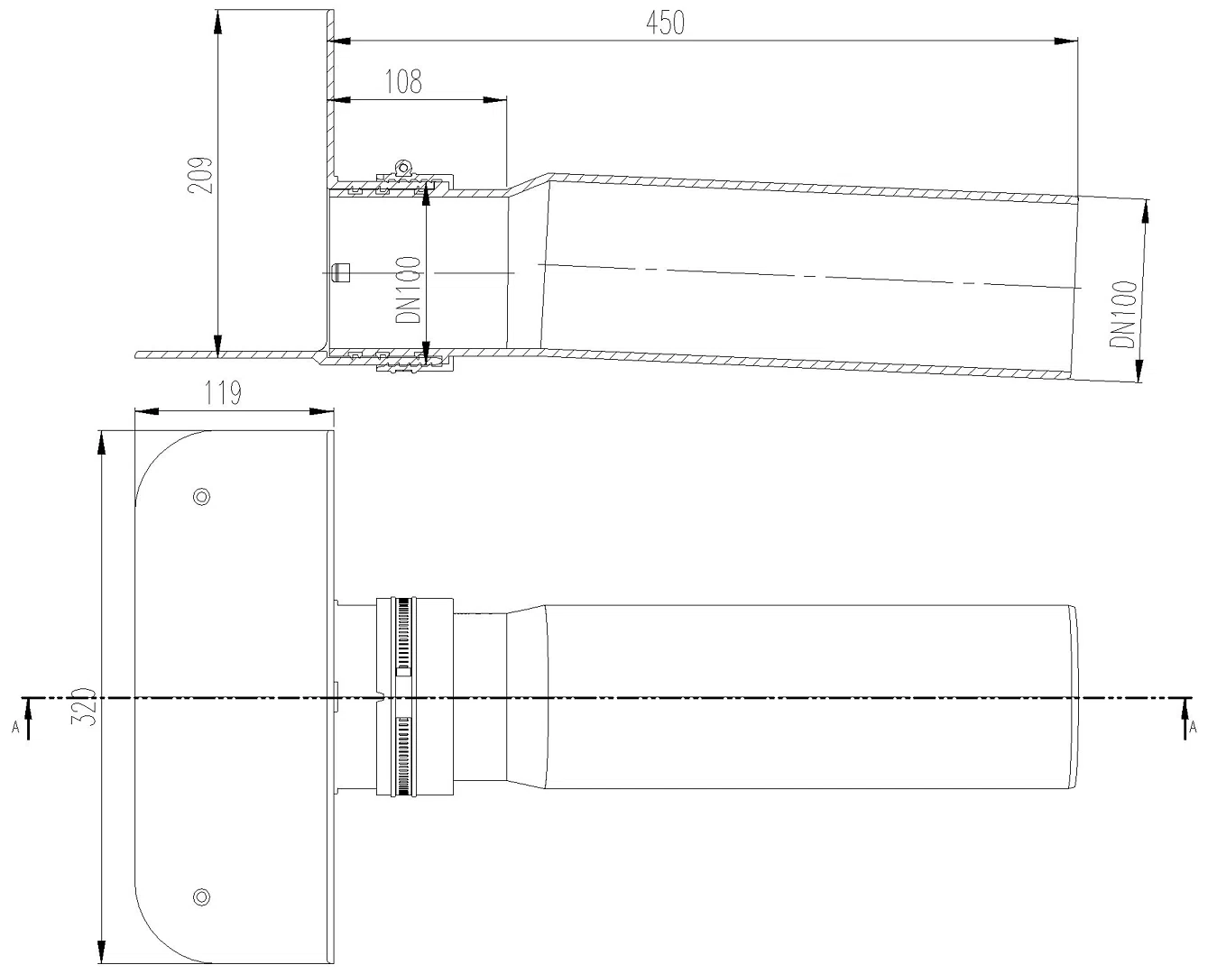 DALLMER Attikaablauf PVC, DN 100
