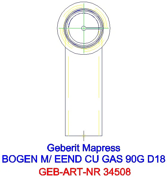 GE Mapress Kupfer Bogen 90Gr mit Einschubende (Gas) d18_34508_L