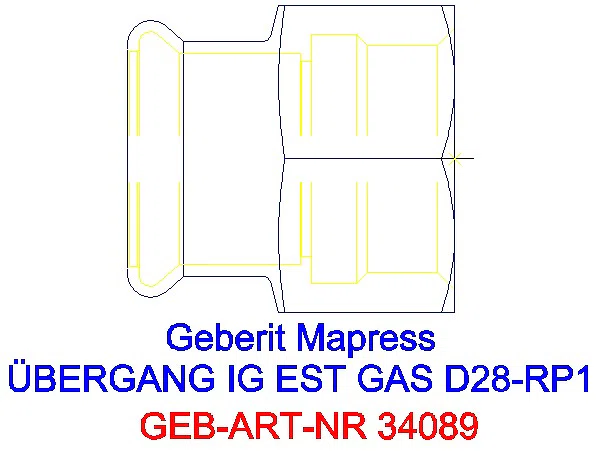 GE Mapress Edelstahl Übergang mit IG (Gas) d28-Rp1_34089_A