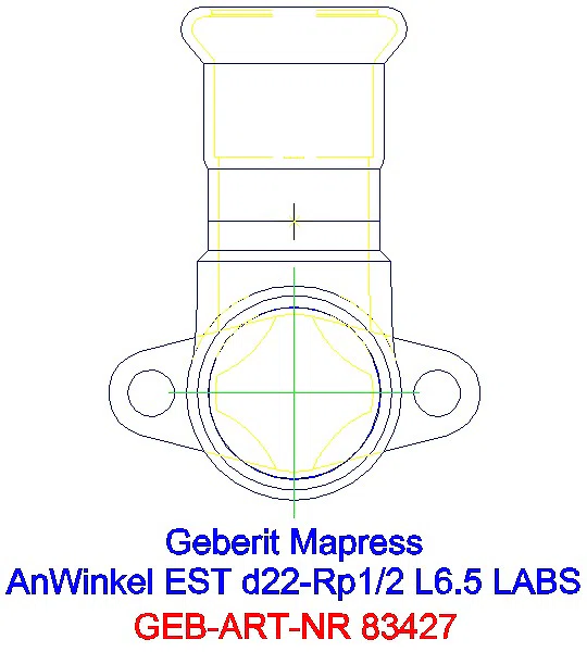 GE Mapress Edelstahl Anschlusswinkel 90Gr abgesetzt (LABS-frei) d22-Rp3/4_83427_A
