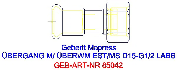GE Mapress Edelstahl Übergang mit Überwurfmutter (LABS-frei) d15-G1/2_85042_A