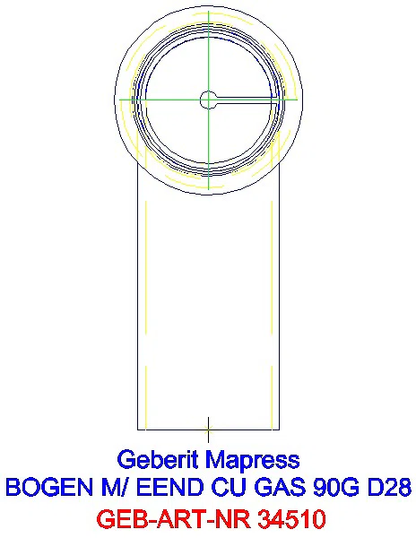 GE Mapress Kupfer Bogen 90Gr mit Einschubende (Gas) d28_34510_L