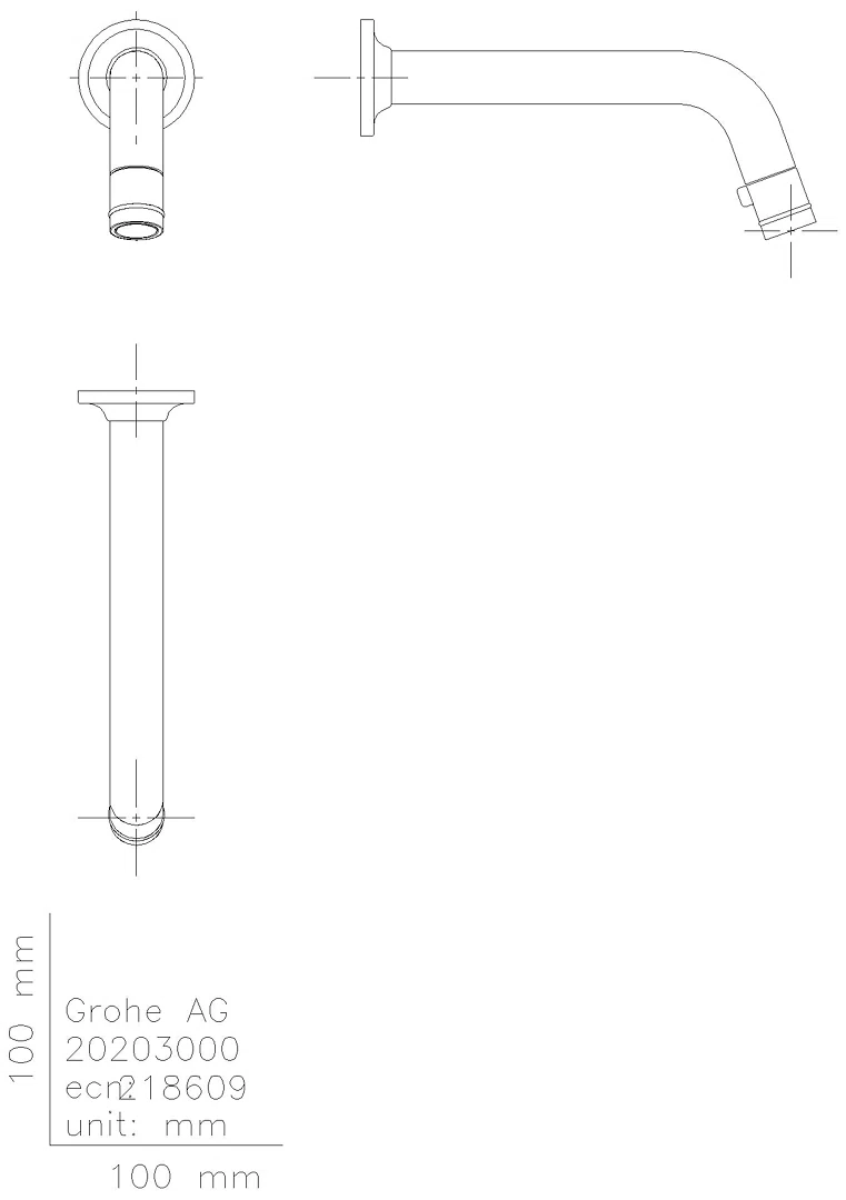 GROHE WT-Wandauslaufventil Universal 20203 Ausladung 185mm chrom