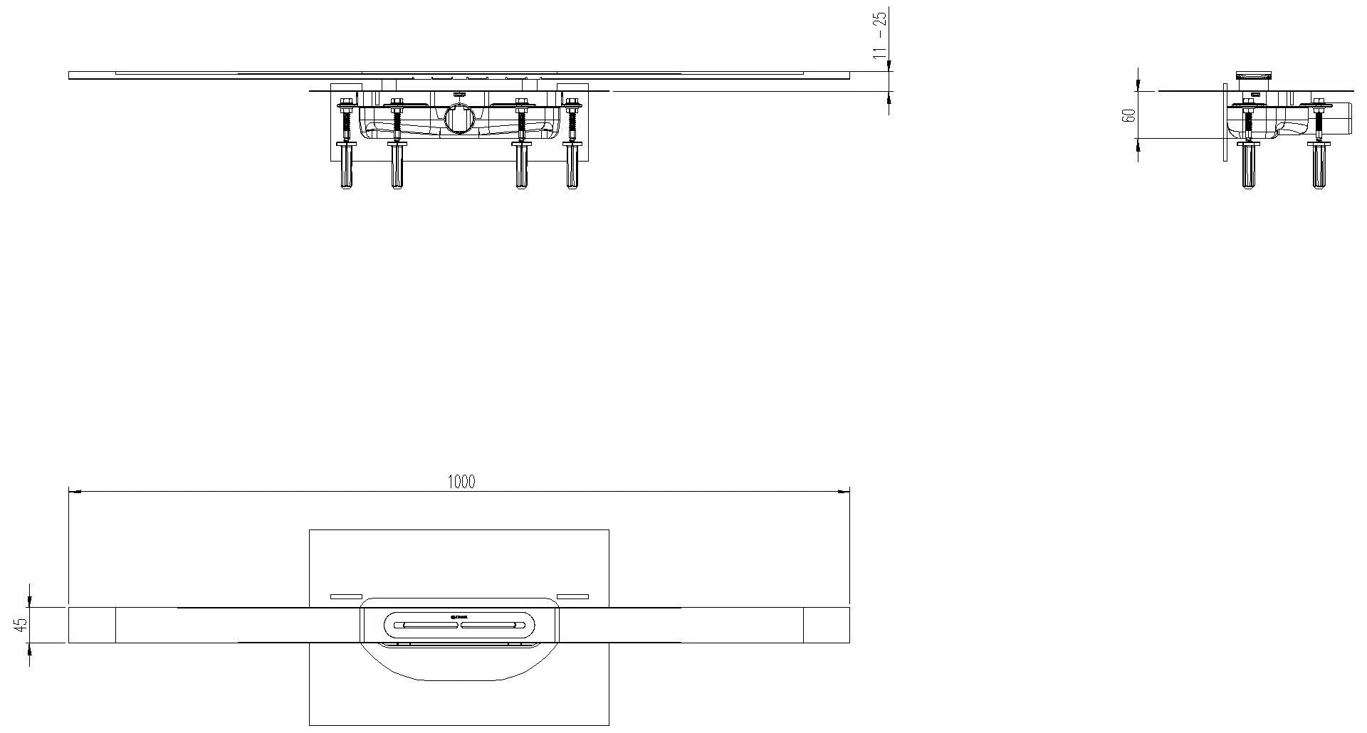 KESSEL-Duschrinne Linearis Infinity 60 L: 1000 mm, DN 40, Edelstahl poliert