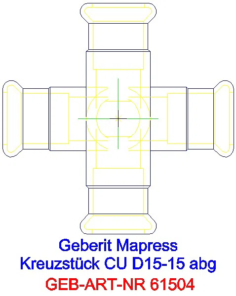 GE Mapress Kupfer Kreuzstück abgesetzt d15-15-15_61504_G