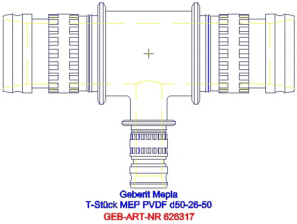 GE Mepla T-Stück reduziert PVDF d50-26-50_626.317.00.5_A