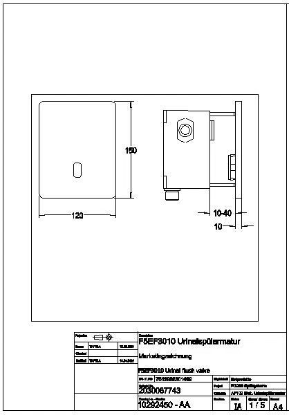 Urinalspülarmatur, F5, elek., DN15, UP, Fertigbauset, für Batterie/Netzteil, F5EF3010