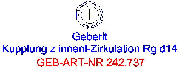 GE Kupplung zu Geberit Rohr für innenliegende Zirkulation d14_242.737.00.1_G