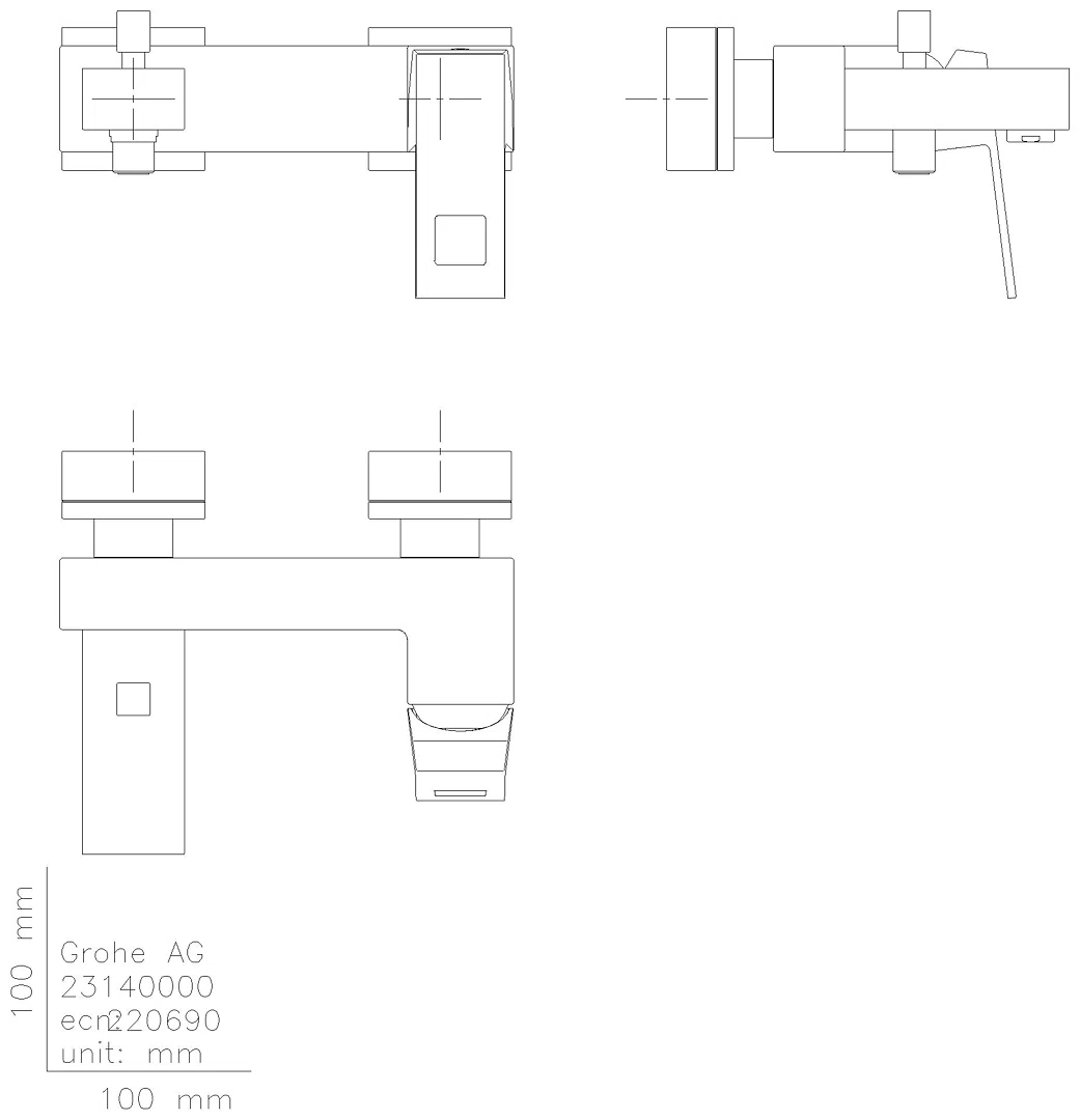 GROHE EH-Wannenbatterie Eurocube 23140 Wandmontage eigensicher chrom