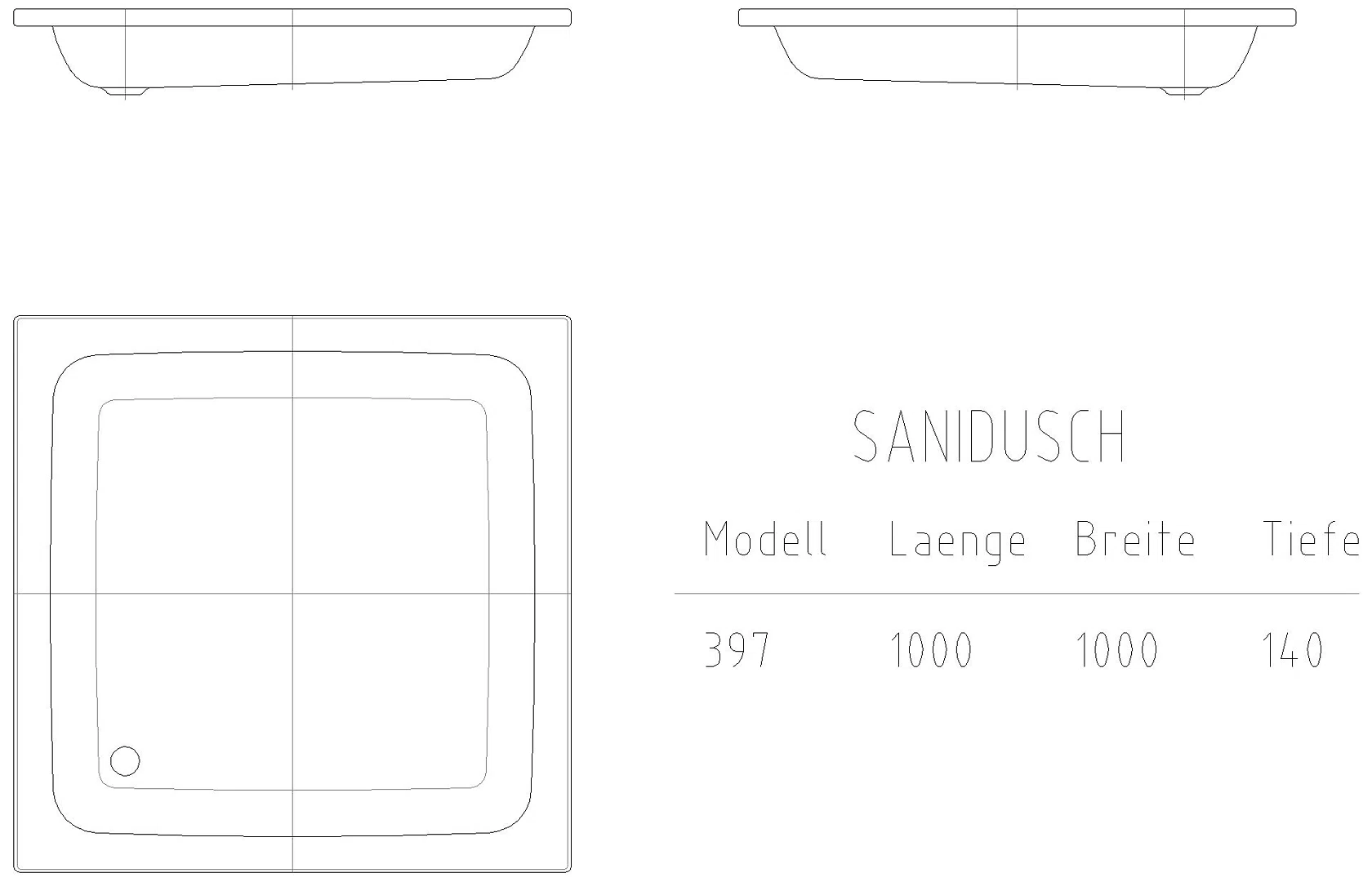 KALDEWEI SANIDUSCH Duschfläche, 1000x1000x32 mm, Modell-Nr: 397