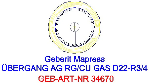 GE Mapress Kupfer Übergang mit AG (Gas) Rg d22-R3/4_34670_L