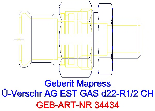 GE Mapress Edelstahl Übergangsverschr. mit AG (Gas) d22-R1/2_34434_A