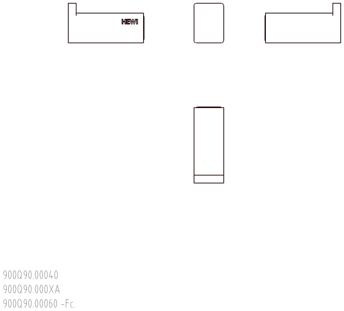 HEWI Einzelhaken Sys 900 Q, plvb schw tma