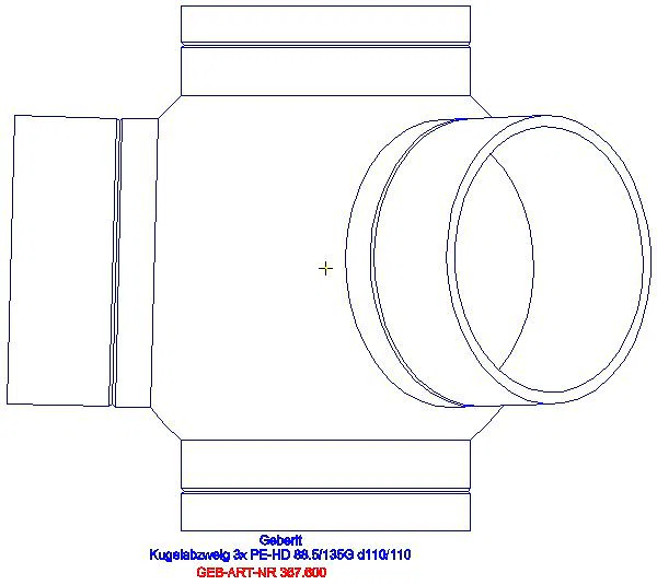 GE PE Kugelabzweig 88,5Gr dreifach Anschlüsse 135Gr versetzt d110/110_367.600.16.1_A