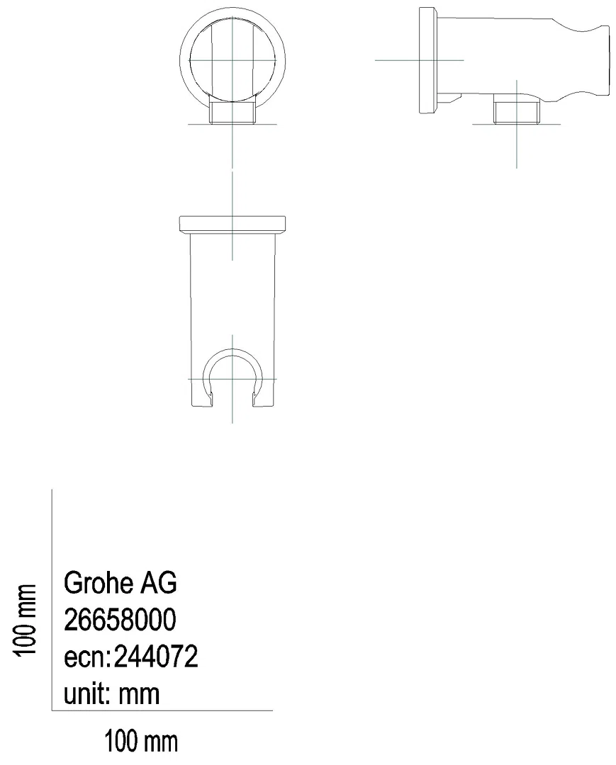 GROHE Wandanschlussbogen Rainshower 26658 runde Rosette satin graphite
