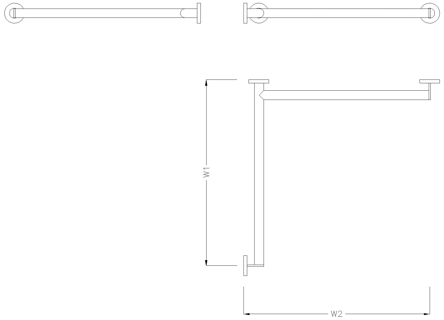 HEWI Duschhdl., d:32, re, W1/W2=647mm, PVD messing gebü.