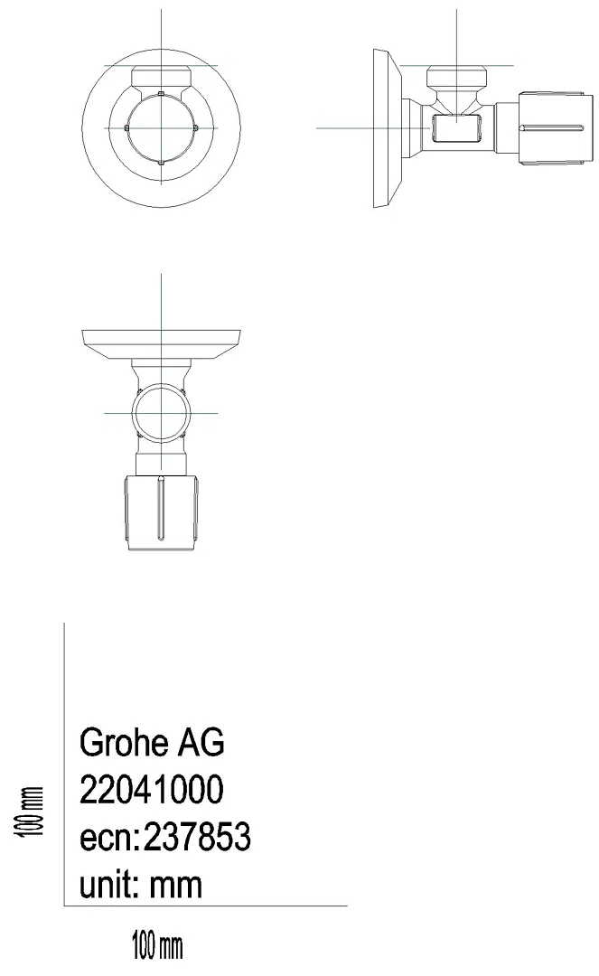 GROHE Eckventil 102342 1/2"x1/2" langer Schubschaft matt black