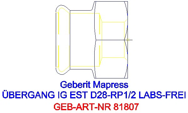 GE Mapress Edelstahl Übergang mit IG (LABS-frei) d28-Rp1/2_81807_A