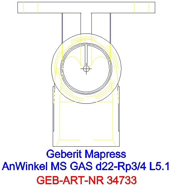 GE Mapress Kupfer Anschlusswinkel 90Gr (Gas) Ms d22-Rp3/4_34733_G