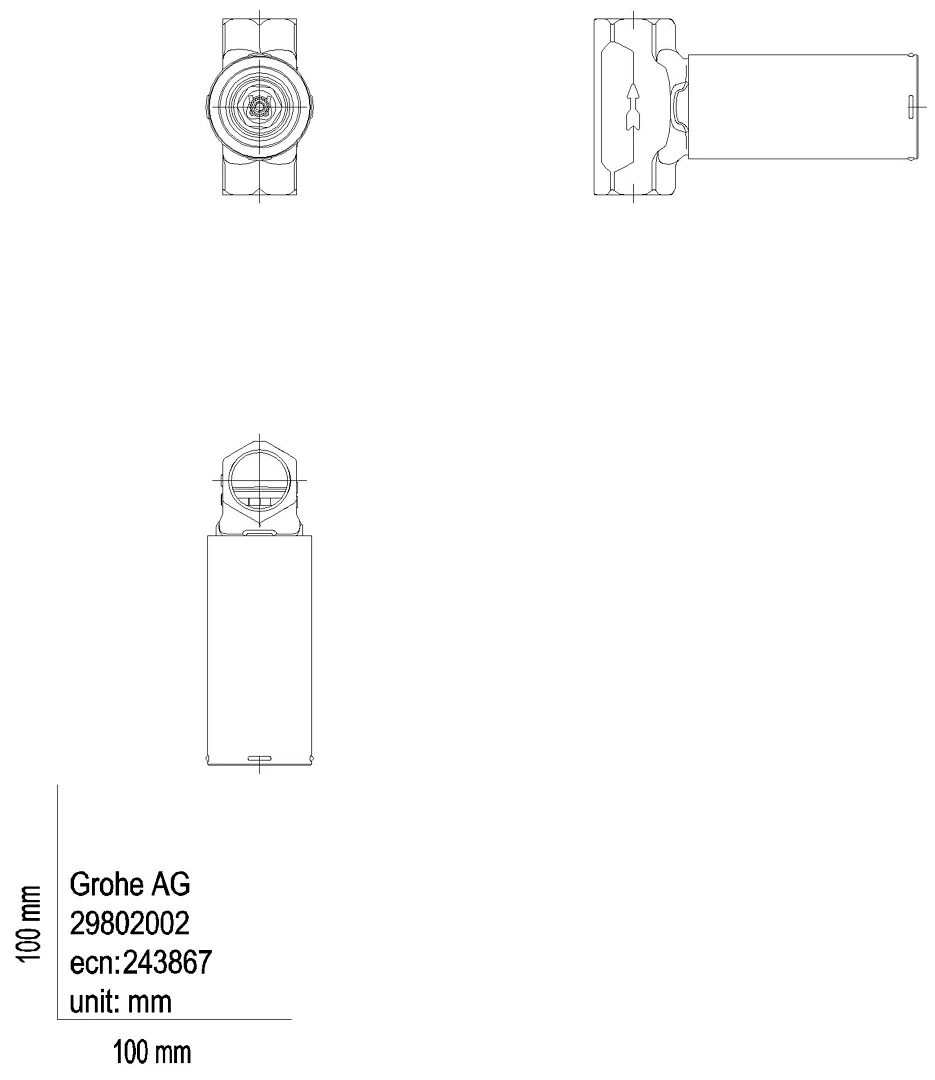 GROHE UP-Ventil-Unterteil 29805_2 vormont. Oberteil DN25 DIN 18534:2017