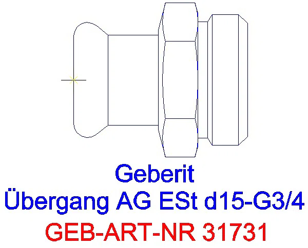 GE Mapress Edelstahl Übergang mit AG d15-G3/4_31731_A