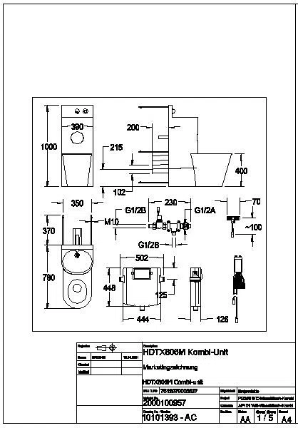 Sanitärkombination, HEAVY DUTY, Edst., Hw.-Mont., SPK, elektr., WC mi., HDTX806M