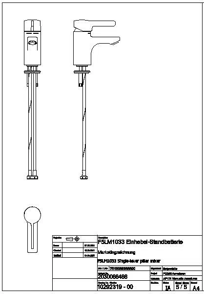 Einhebel-Standbatterie, F5, 100 mm, Hygieneoption, F5LM1033