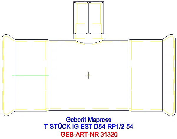 GE Mapress Edelstahl T-Stück mit IG d54-Rp1/2-54_31320_A
