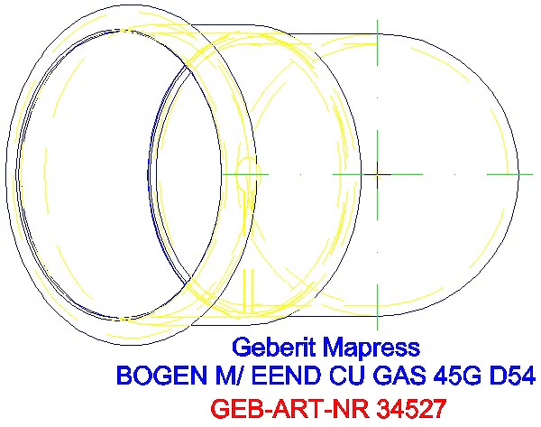 GE Mapress Kupfer Bogen 45Gr mit Einschubende (Gas) d54_34527_G