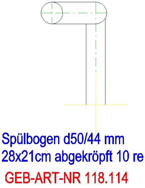 GE Spülbogen 90Gr 28x21 cm rechts gekröpft 10 cm weiß-alpin d50/44_118.114.11.1_G
