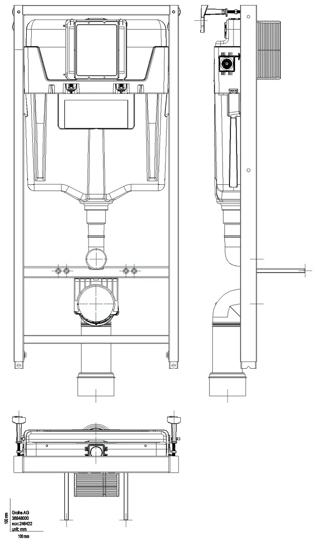 GROHE WC-Element Rapid SL 38848 BH 1,13m für Vorwand-/Ständerwandmontage