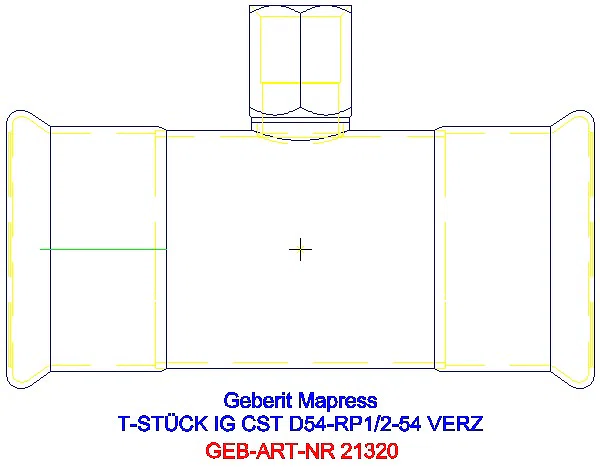 GE Mapress C-Stahl T-Stück mit IG d54-Rp1/2-54 verzinkt_21320_A