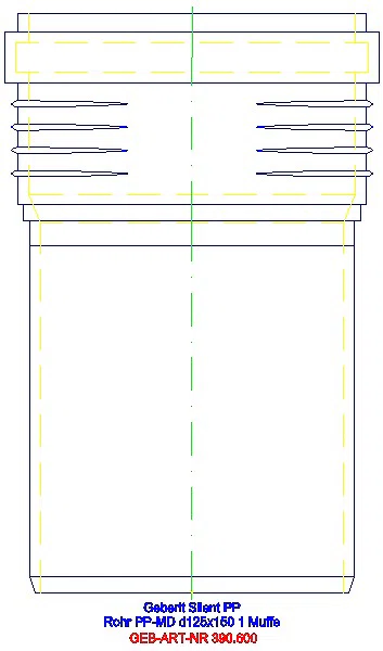 GE Silent-PP Rohr mit Muffe d125x4,2 L:15cm_390.600.14.1_L