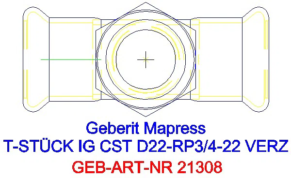 GE Mapress C-Stahl T-Stück mit IG d22-Rp3/4-22 verzinkt_21308_G