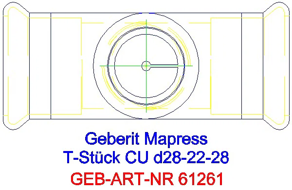 GE Mapress Kupfer T-Stück reduziert d28-22-28_61261_G
