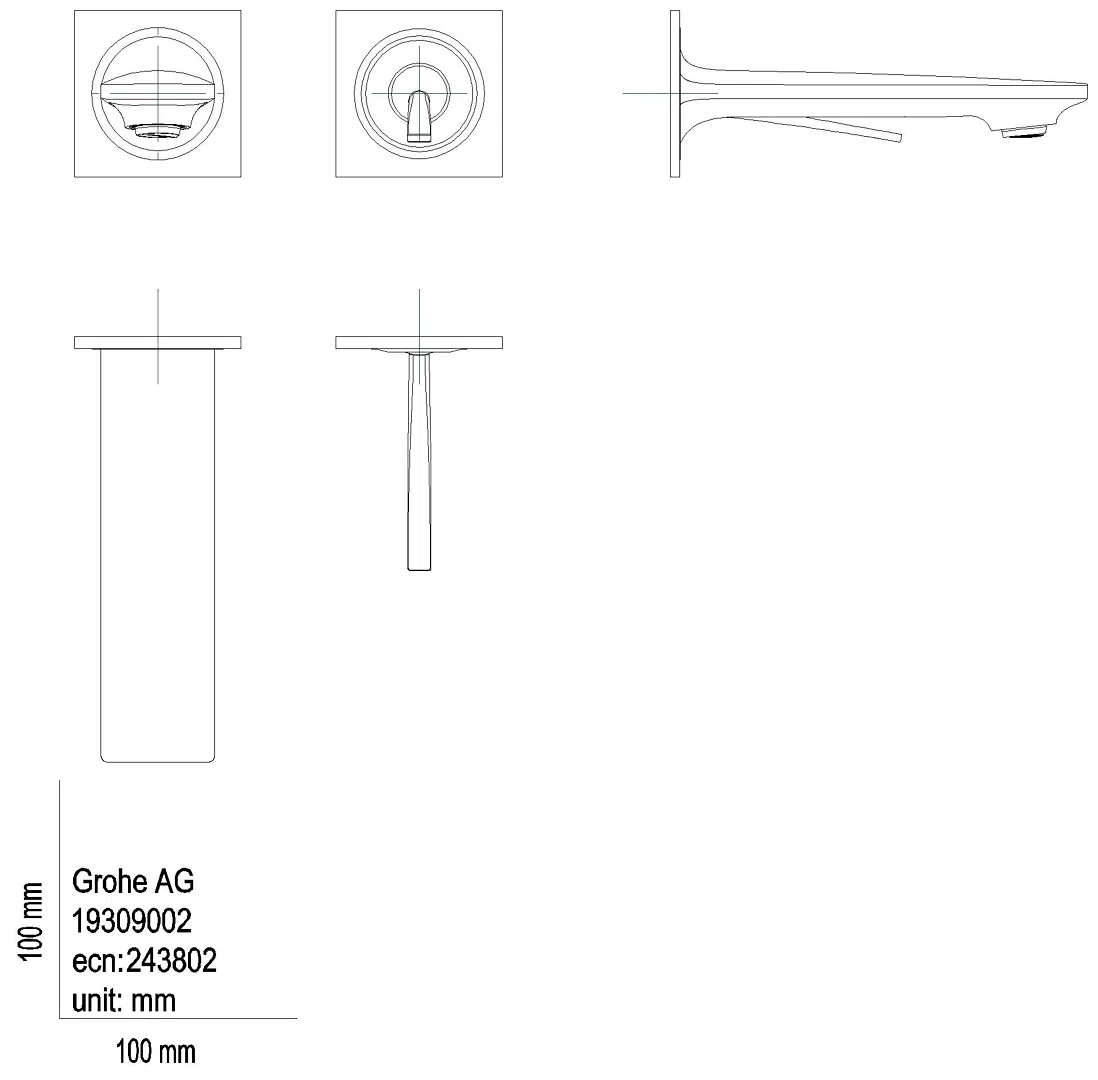 GROHE 2-L-WT-Wandbatterie Allure 19309_2 FMS Ausl. 154mm warm sunset