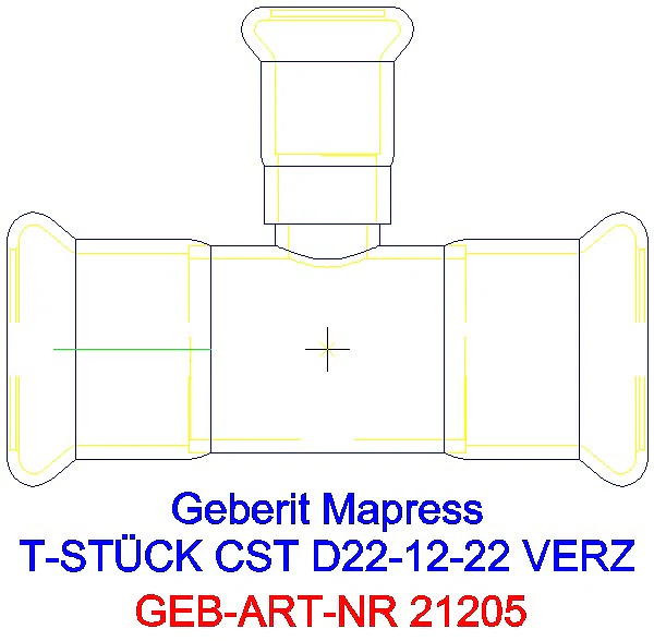 GE Mapress C-Stahl T-Stück reduziert d22-12-22 verzinkt_21205_A