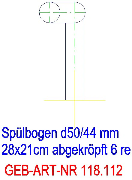 GE Spülbogen 90Gr 28x21 cm rechts gekröpft 6 cm weiß-alpin d50/44_118.112.11.1_G