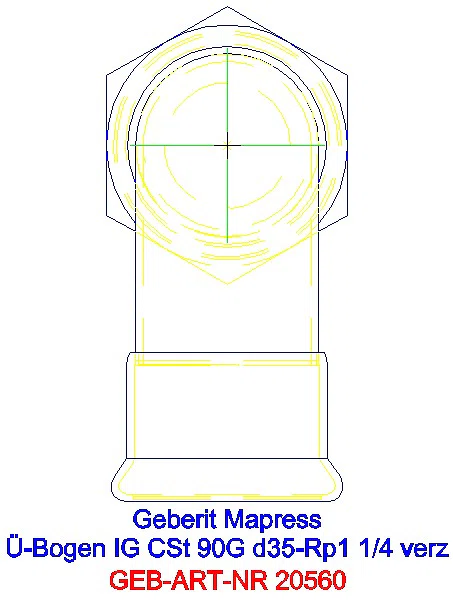 GE Mapress C-Stahl Übergangsbogen 90Gr mit IG d35-Rp1 1/4 verzinkt_20560_G