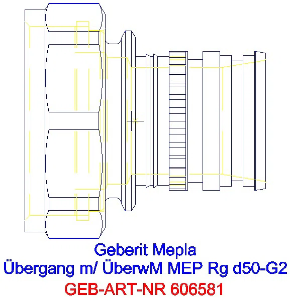 GE Mepla Übergang mit Überwurfmutter Rg d50-G2_606.581.00.5_A