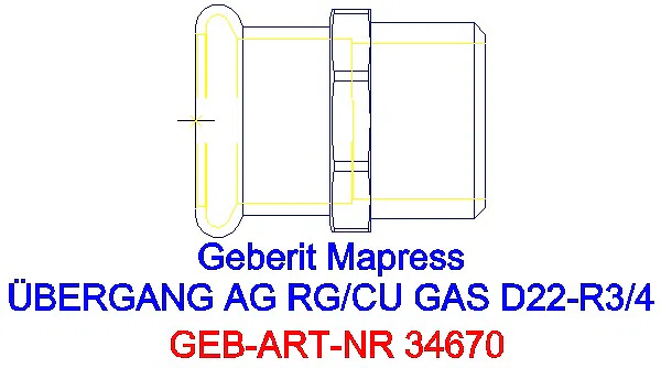 GE Mapress Kupfer Übergang mit AG (Gas) Rg d22-R3/4_34670_A
