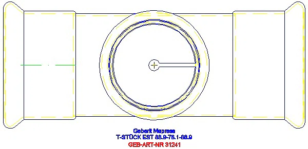 GE Mapress Edelstahl T-Stück reduziert d88,9-76,1-88,9_31241_G